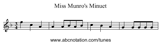 Miss Munro's Minuet - staff notation