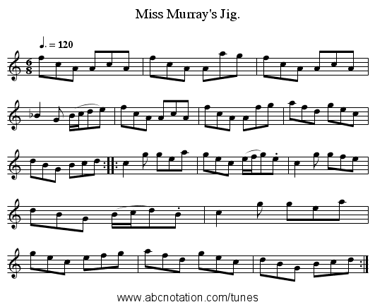 Miss Murray's Jig. - staff notation