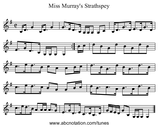 Miss Murray's Strathspey - staff notation