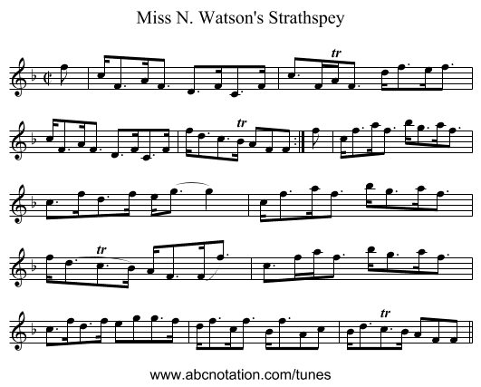 Miss N. Watson's Strathspey - staff notation