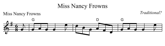 Miss Nancy Frowns - staff notation