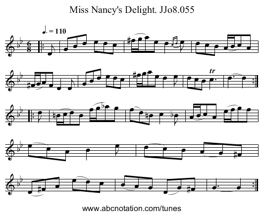 Miss Nancy's Delight. JJo8.055 - staff notation
