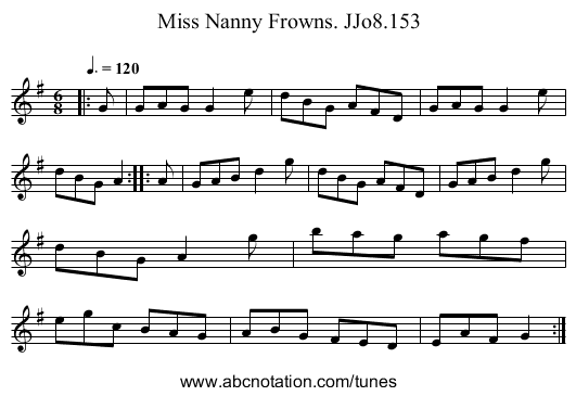 Miss Nanny Frowns. JJo8.153 - staff notation