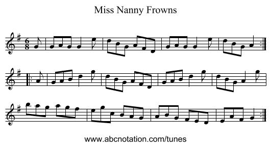 Miss Nanny Frowns - staff notation