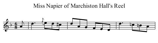 Miss Napier of Marchiston Hall's Reel - staff notation