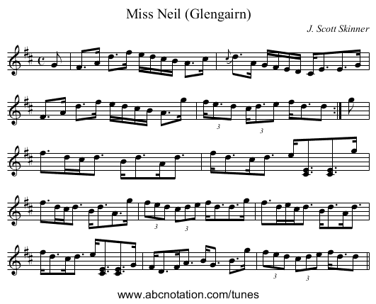 Miss Neil (Glengairn) - staff notation