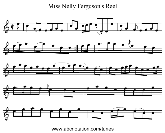 Miss Nelly Ferguson's Reel - staff notation