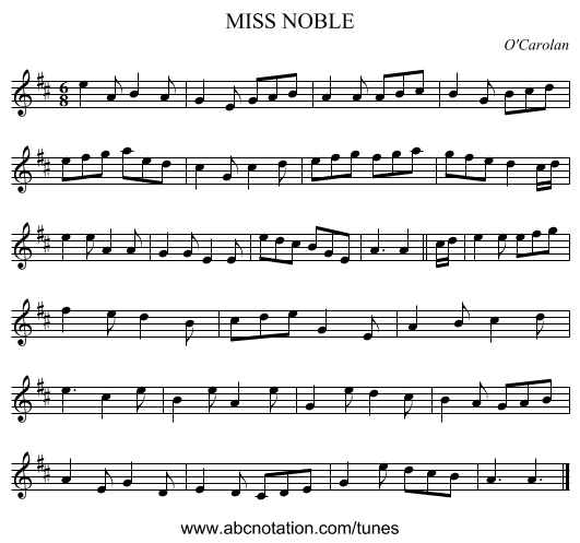 MISS NOBLE - staff notation