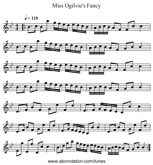Miss Ogilvie's Fancy - staff notation