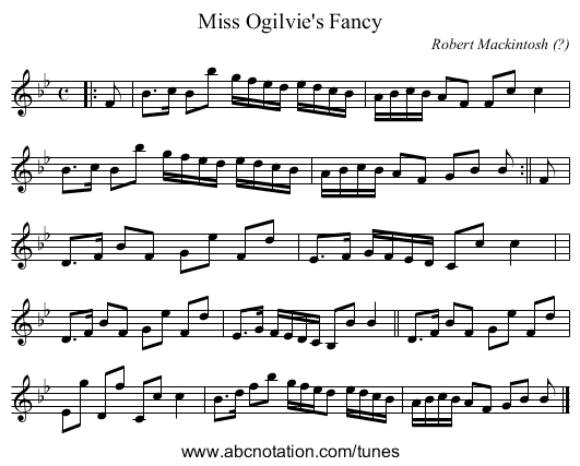Miss Ogilvie's Fancy - staff notation