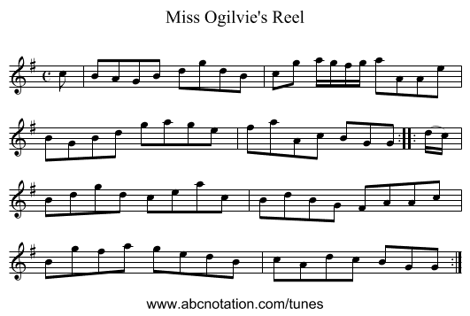Miss Ogilvie's Reel - staff notation