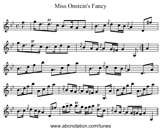 Miss Onstein's Fancy - staff notation