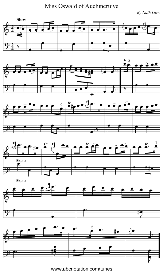 Miss Oswald of Auchincruive - staff notation