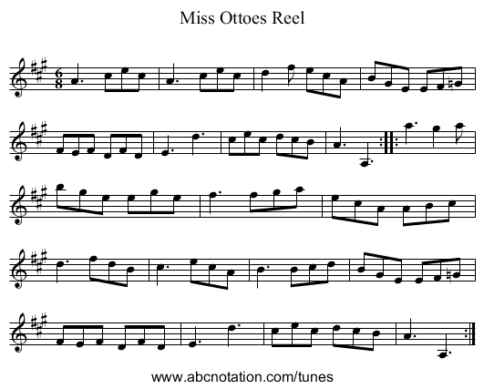 Miss Ottoes Reel - staff notation