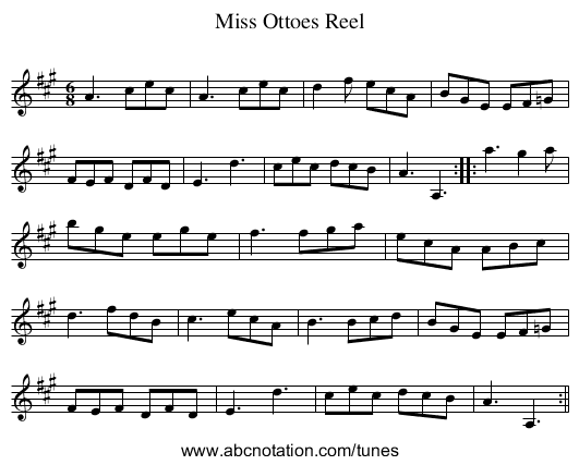 Miss Ottoes Reel - staff notation