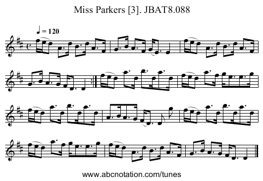 Miss Parkers [3]. JBAT8.088 - staff notation