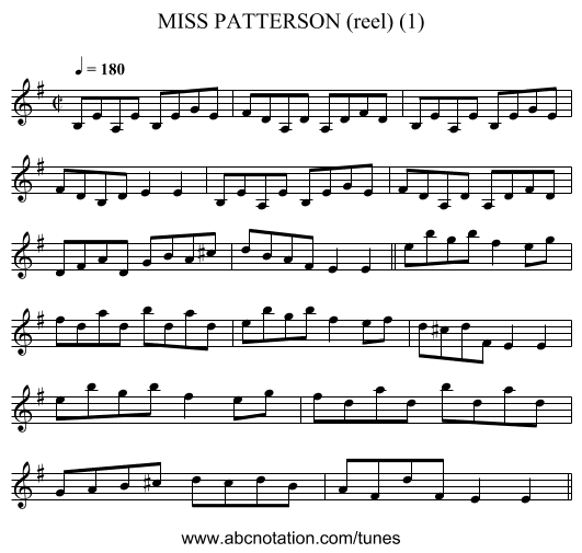 MISS PATTERSON (reel) (1) - staff notation
