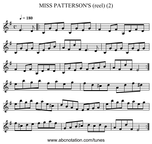 MISS PATTERSON'S (reel) (2) - staff notation