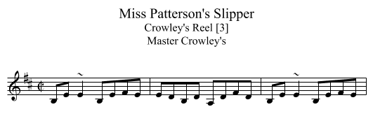 Miss Patterson's Slipper - staff notation