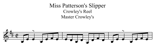 Miss Patterson's Slipper - staff notation