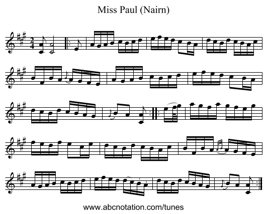 Miss Paul (Nairn) - staff notation