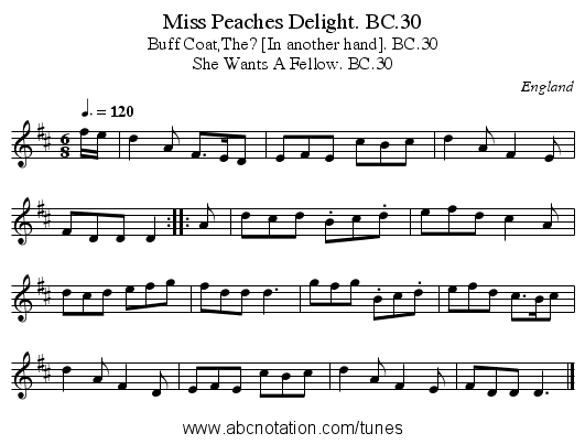 Miss Peaches Delight. BC.30 - staff notation