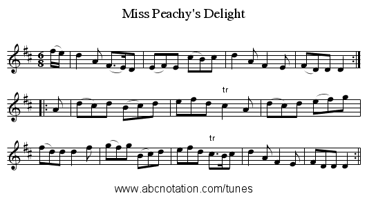 Miss Peachy's Delight - staff notation