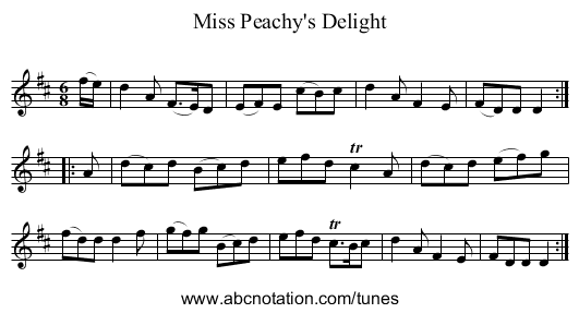 Miss Peachy's Delight - staff notation