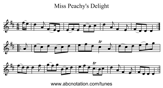 Miss Peachy's Delight - staff notation