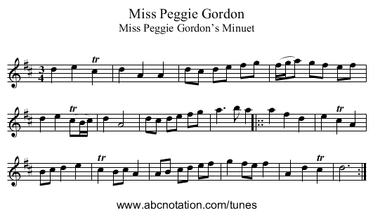 Miss Peggie Gordon - staff notation