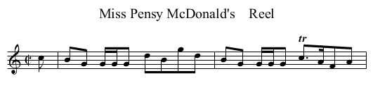 Miss Pensy McDonald's    Reel - staff notation