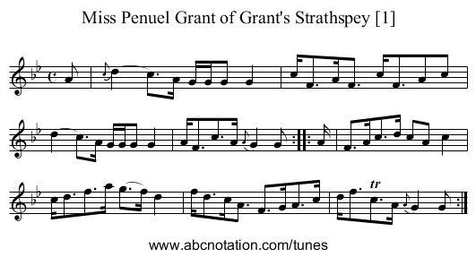 Miss Penuel Grant of Grant's Strathspey [1] - staff notation