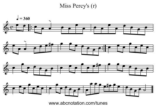 Miss Percy's (r) - staff notation