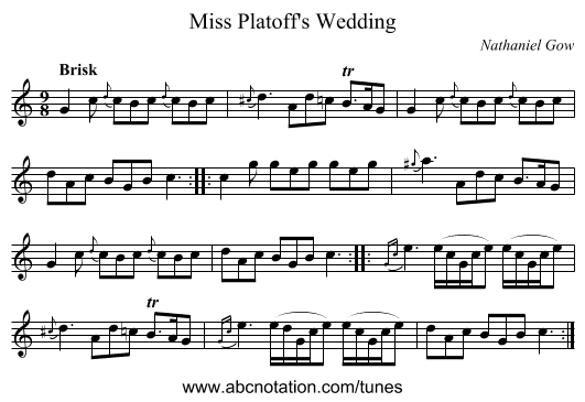 Miss Platoff's Wedding - staff notation