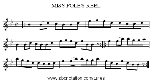 MISS POLE'S REEL - staff notation