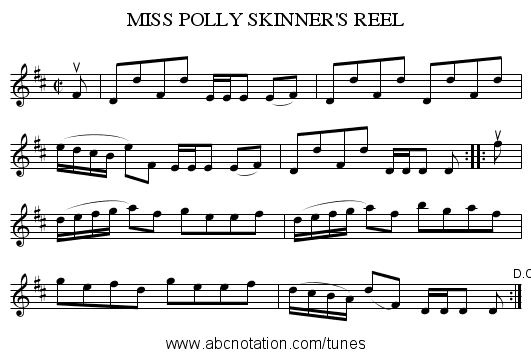 MISS POLLY SKINNER'S REEL - staff notation