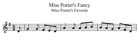 Miss Porter's Fancy - staff notation