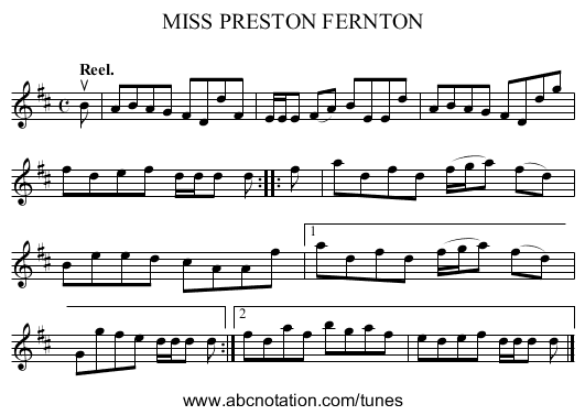 MISS PRESTON FERNTON - staff notation