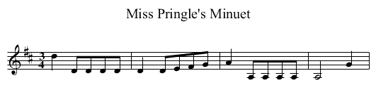 Miss Pringle's Minuet - staff notation