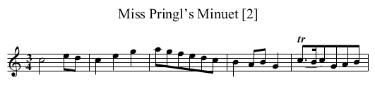 Miss Pringl’s Minuet [2] - staff notation