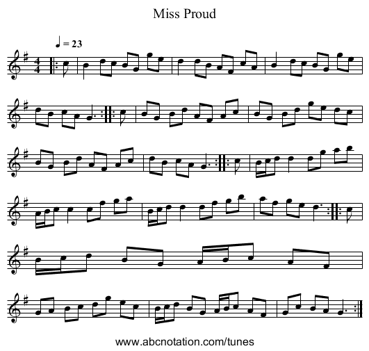 Miss Proud - staff notation