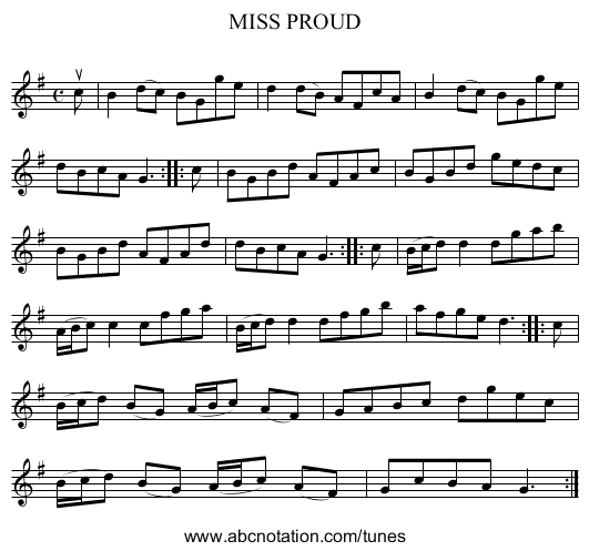 MISS PROUD - staff notation