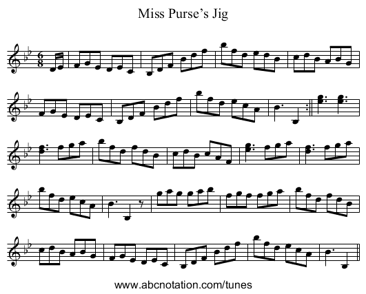 Miss Purse’s Jig - staff notation