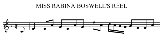 MISS RABINA BOSWELL'S REEL - staff notation