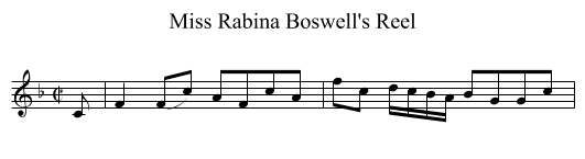 Miss Rabina Boswell's Reel - staff notation
