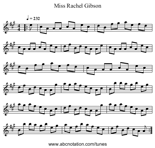 Miss Rachel Gibson - staff notation