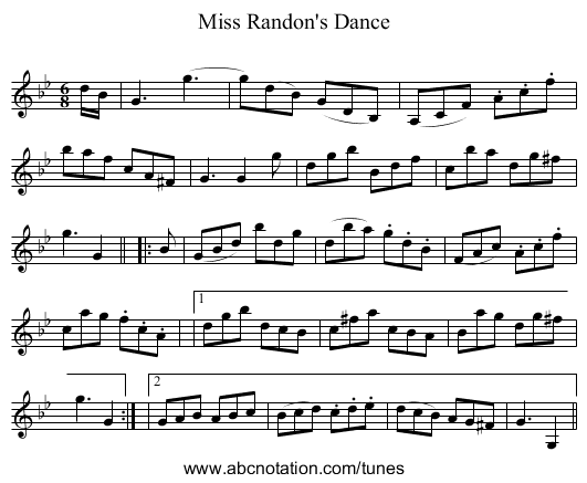 Miss Randon's Dance - staff notation