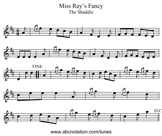 Miss Ray’s Fancy - staff notation