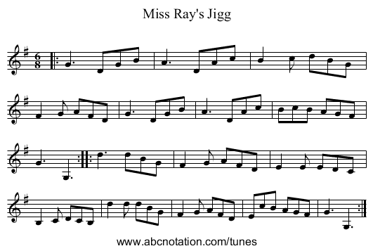Miss Ray's Jigg - staff notation