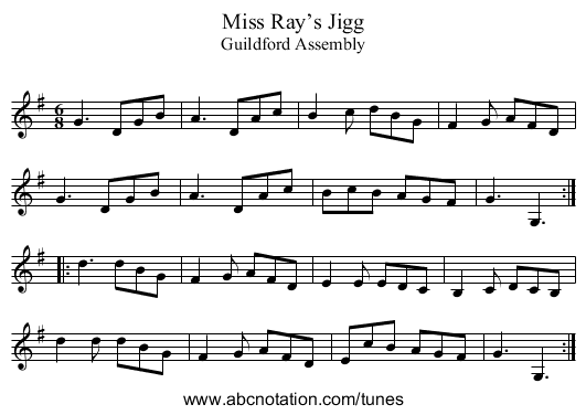 Miss Ray’s Jigg - staff notation